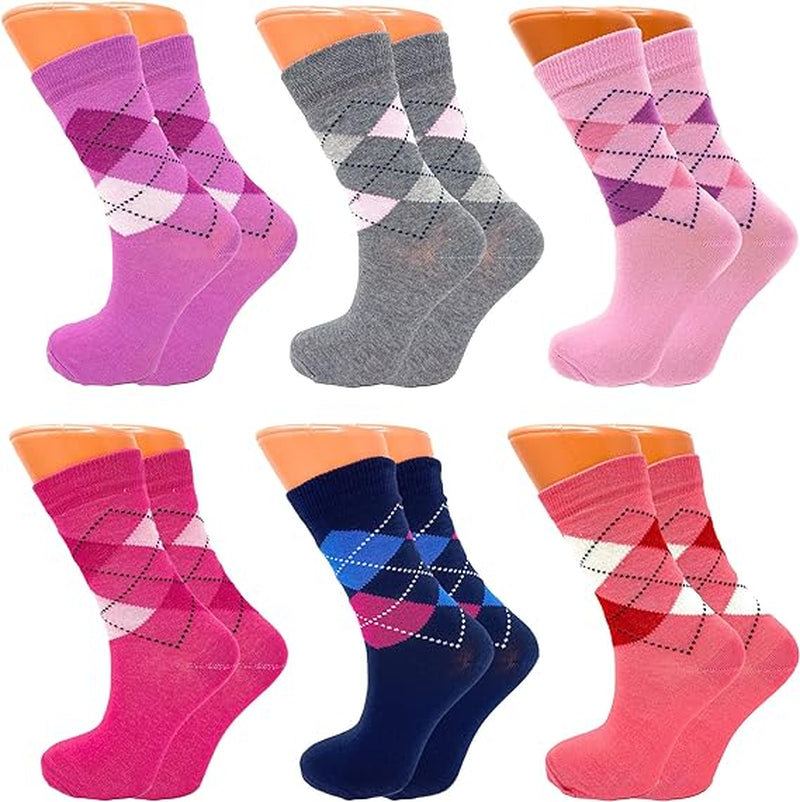 6 Pairs Women’S Colorful Combed Cotton Crew Socks – Soft, Breathable & Stylish – Size 9-11